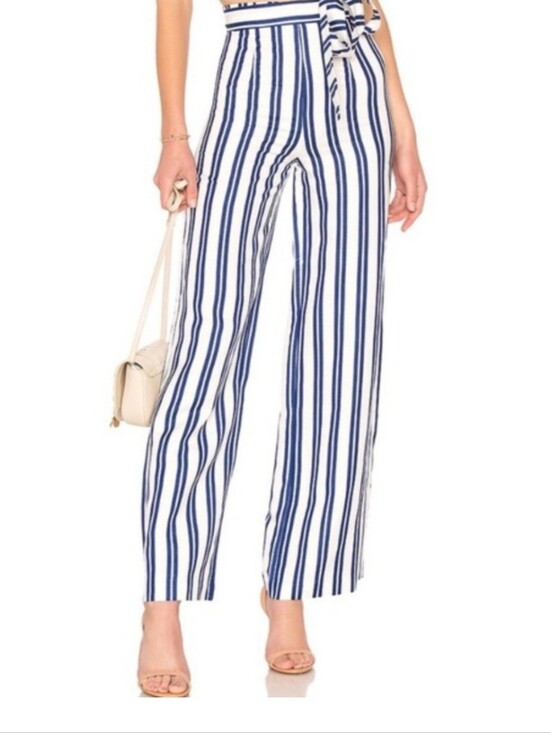 BCBGeneration Pants - BCBGeneration Navy & White Vertical Stripe Wide-Leg Pants